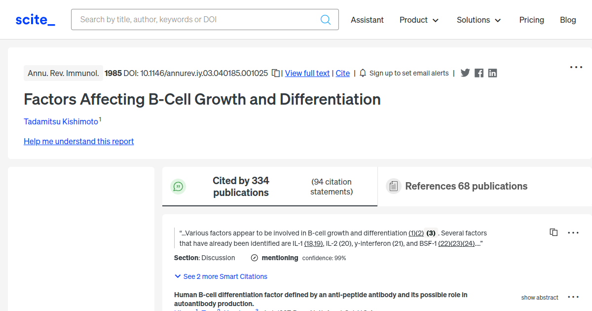 Factors Affecting B-Cell Growth And Differentiation - [scite Report]