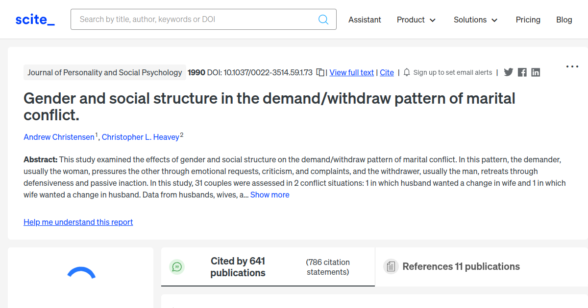 Gender And Social Structure In The Demand Withdraw Pattern Of Marital