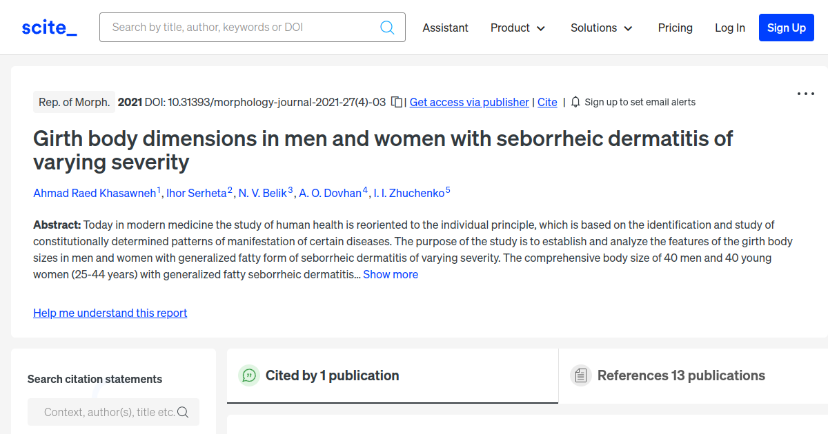 Girth body dimensions in men and women with seborrheic dermatitis of ...