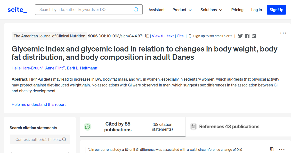 Glycemic index and glycemic load in relation to changes in body weight