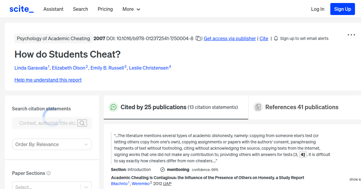 How do Students Cheat? [scite report]