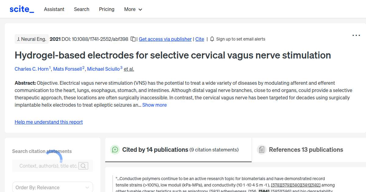 Hydrogelbased electrodes for selective cervical vagus nerve