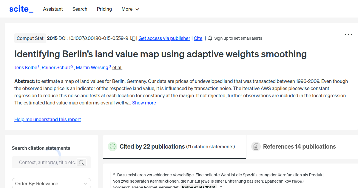 Identifying Berlin’s land value map using adaptive weights smoothing
