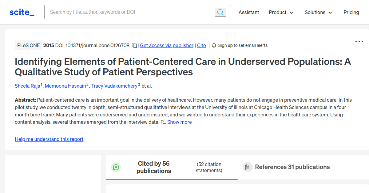 Identifying Elements of PatientCentered Care in Underserved