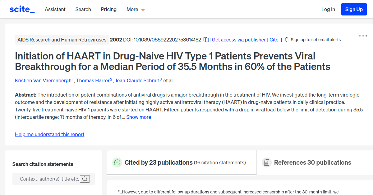 Initiation of HAART in DrugNaive HIV Type 1 Patients Prevents Viral
