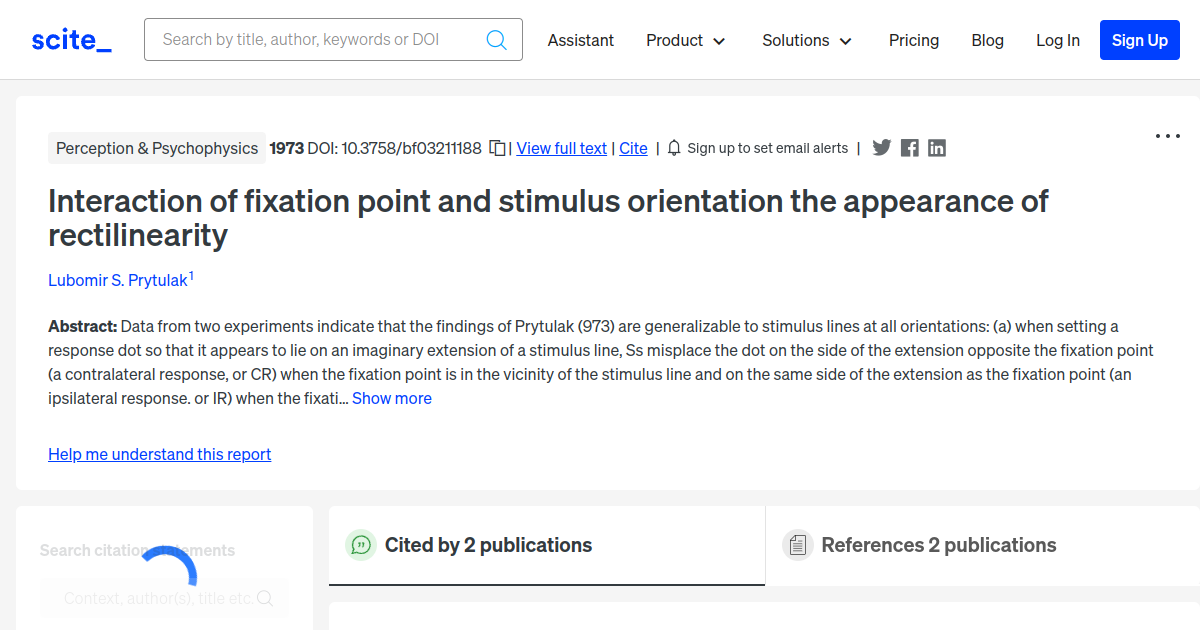 Interaction of fixation point and stimulus orientation the appearance
