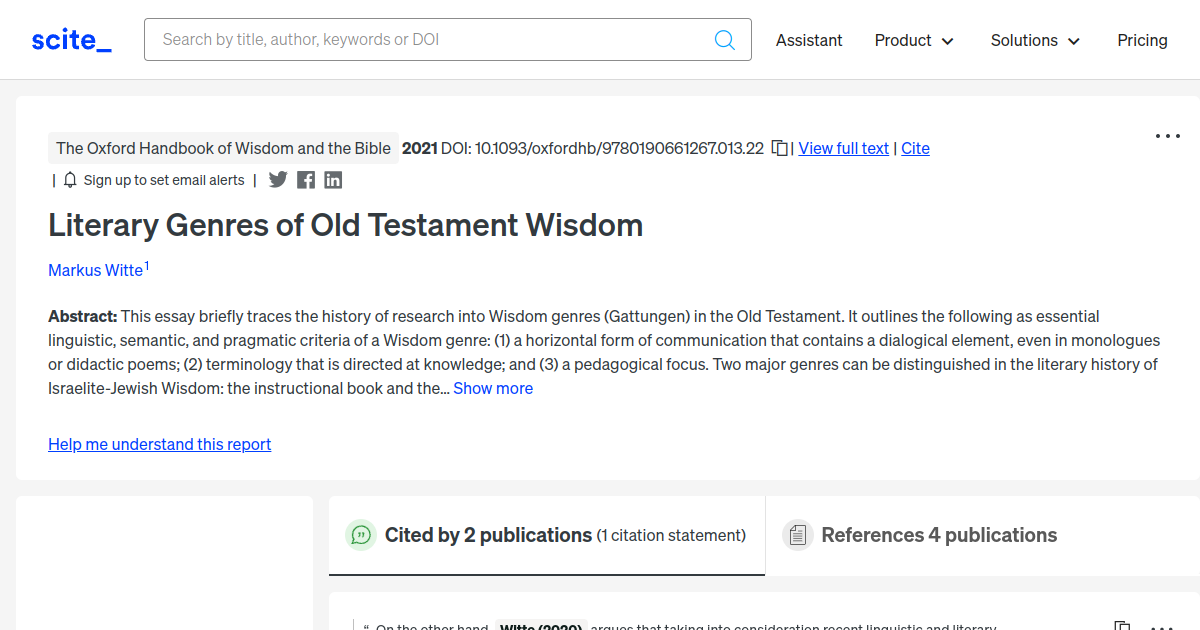 literary-genres-of-old-testament-wisdom-scite-report