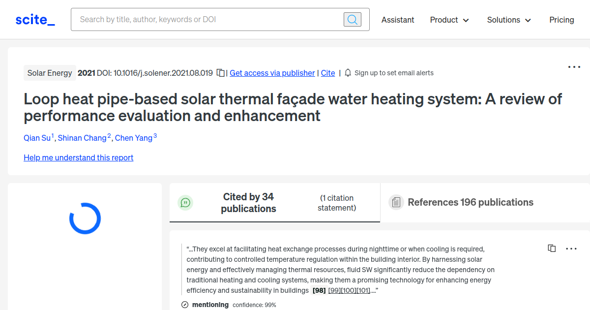 Loop heat pipebased solar thermal façade water heating system A