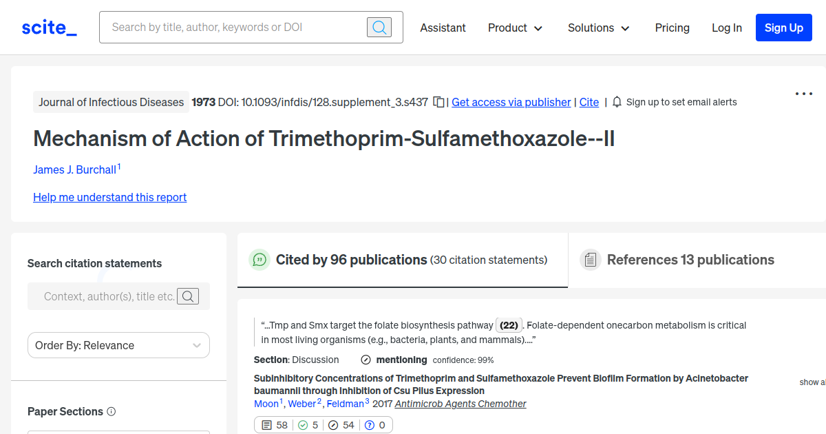 Mechanism of Action of TrimethoprimSulfamethoxazoleII [scite report]