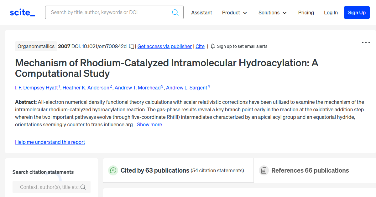 Mechanism of RhodiumCatalyzed Intramolecular Hydroacylation A