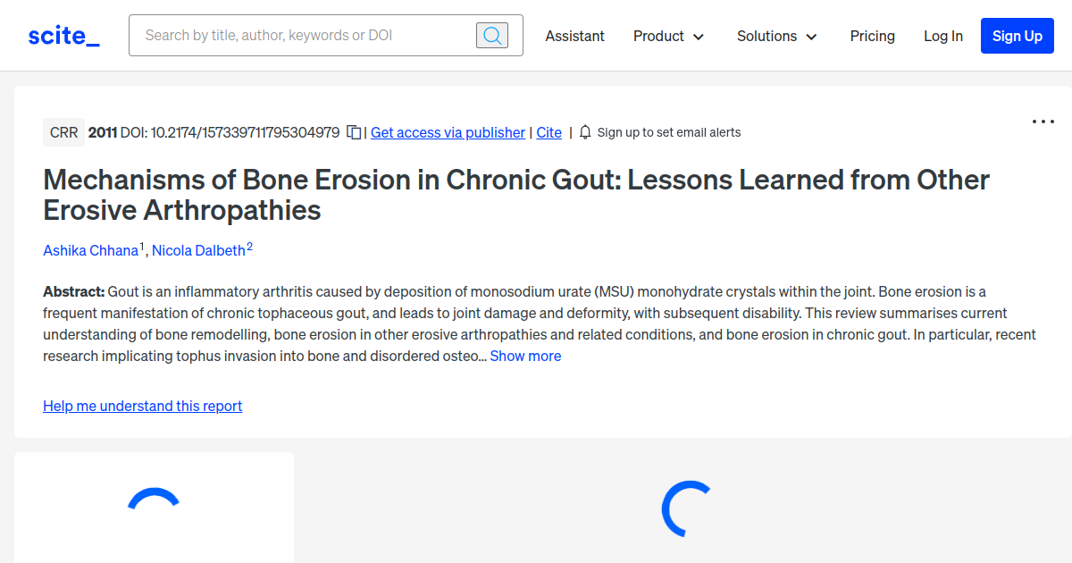 Mechanisms of Bone Erosion in Chronic Gout Lessons Learned from Other
