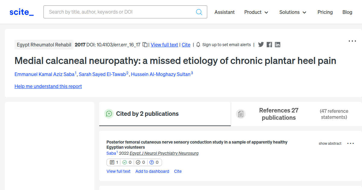 Medial Calcaneal Neuropathy: A Missed Etiology Of Chronic Plantar Heel 