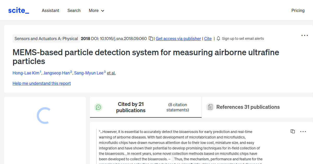 MEMSbased particle detection system for measuring airborne ultrafine