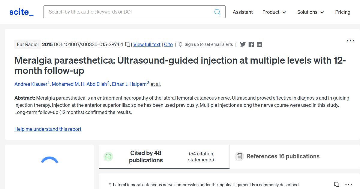 Meralgia Paraesthetica Ultrasound Guided Injection At Multiple Levels