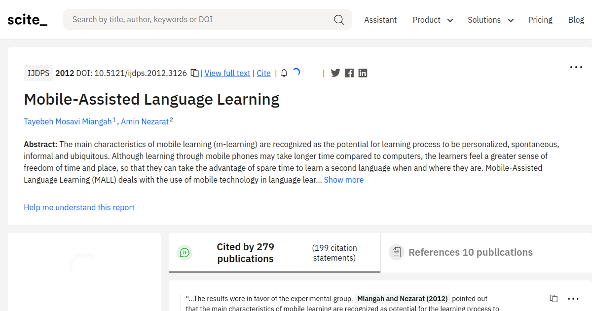 MobileAssisted Language Learning [scite report]