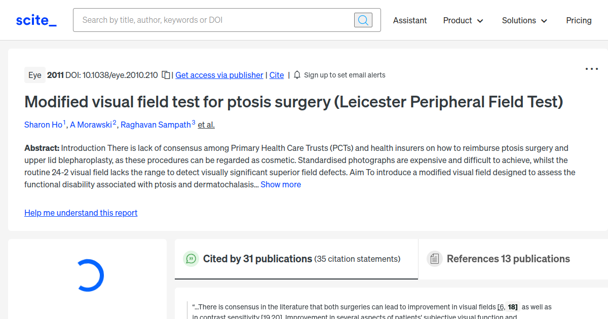 Modified visual field test for ptosis surgery (Leicester Peripheral