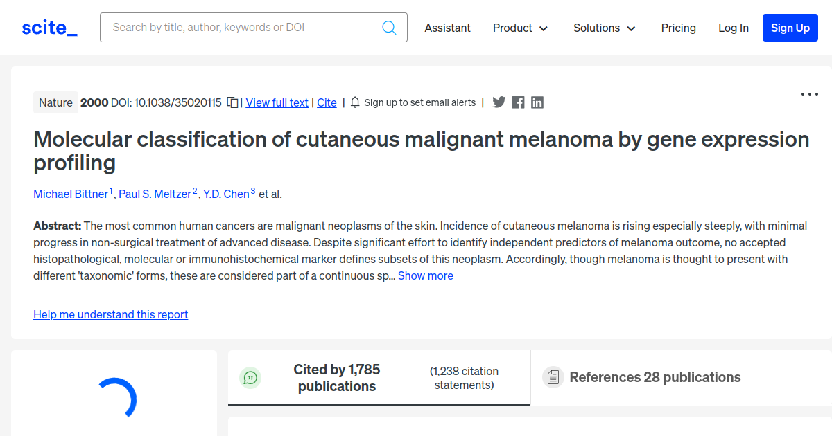 Molecular Classification Of Cutaneous Malignant Melanoma By Gene