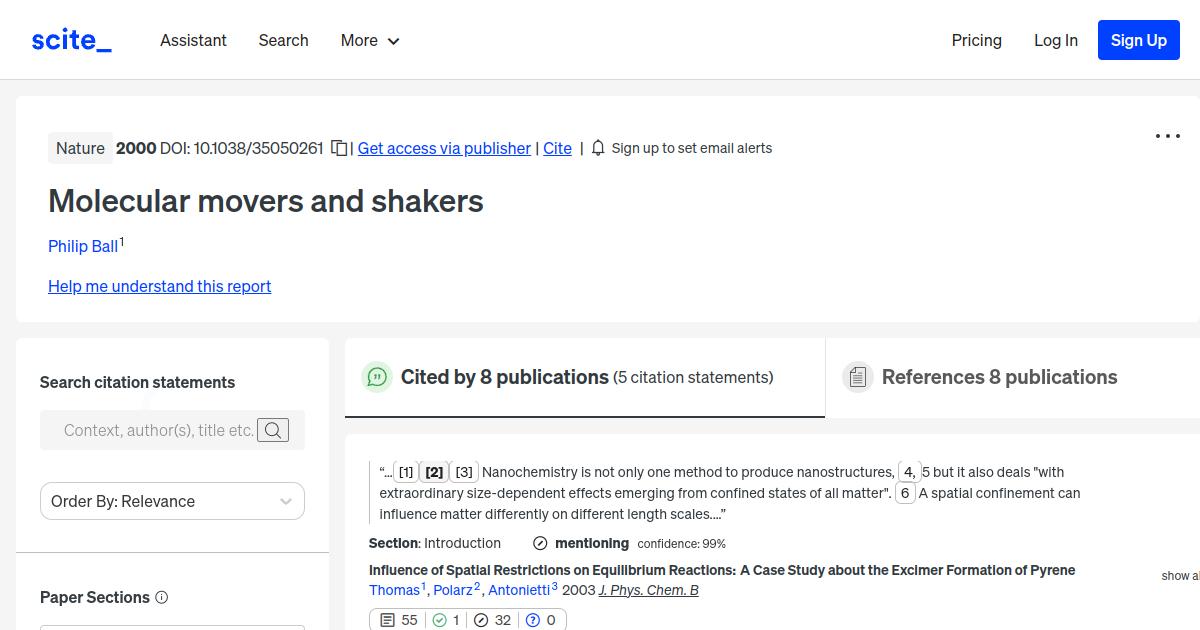 Molecular movers and shakers [scite report]