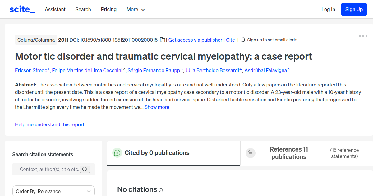 Motor tic disorder and traumatic cervical myelopathy a case report