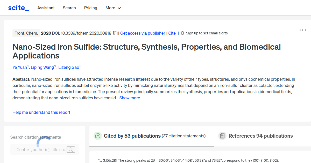 NanoSized Iron Sulfide Structure, Synthesis, Properties, and