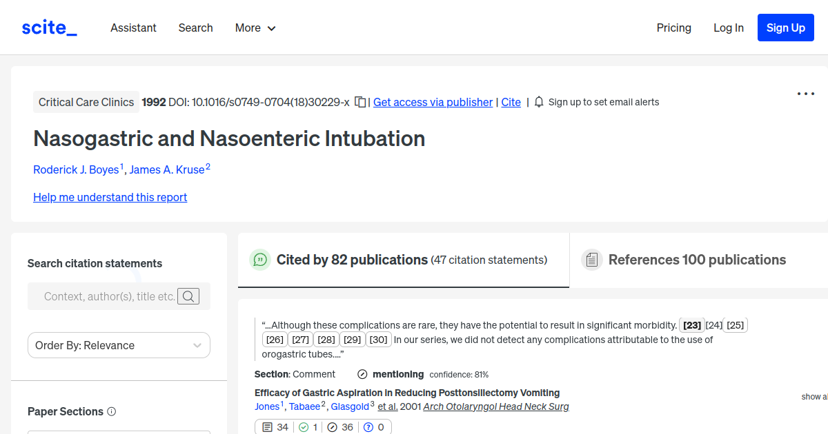 Nasogastric and Nasoenteric Intubation [scite report]
