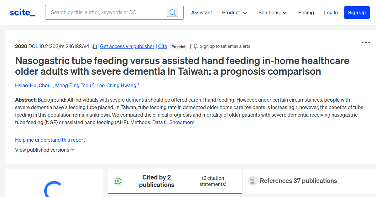 Nasogastric tube feeding versus assisted hand feeding inhome