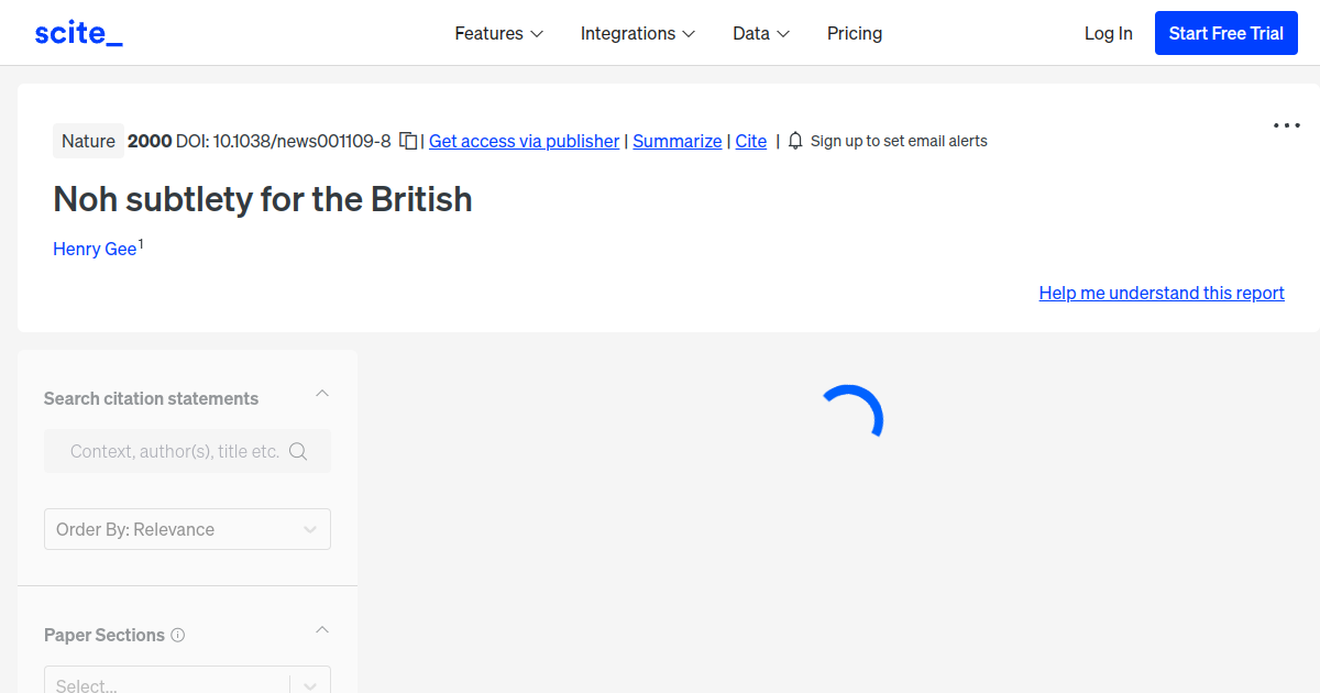 Noh Subtlety For The British scite Report 