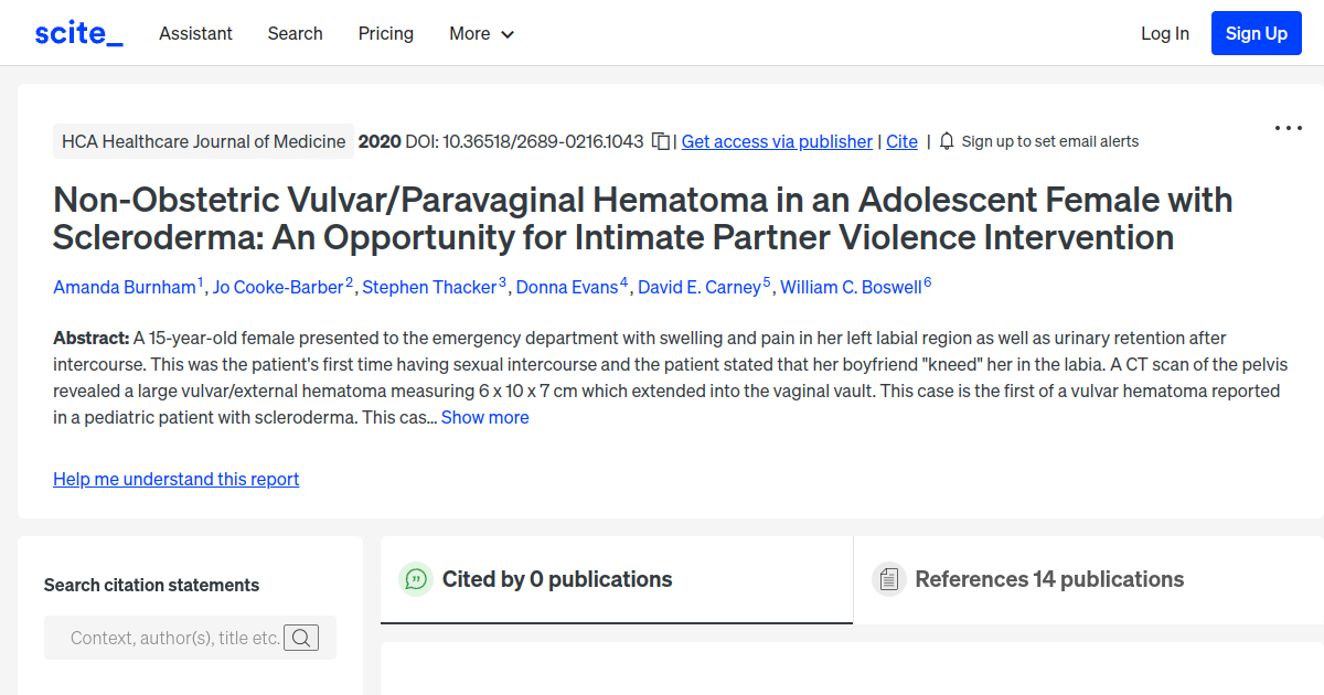 Non-Obstetric Vulvar/Paravaginal Hematoma in an Adolescent Female with