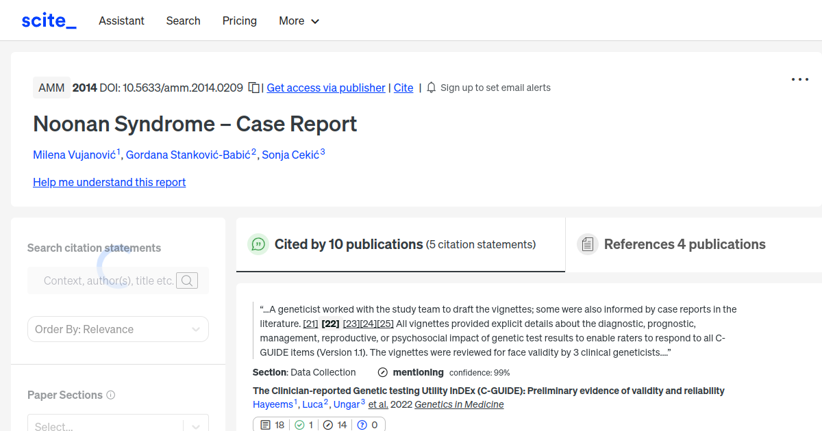 Noonan Syndrome Case Report [scite report]