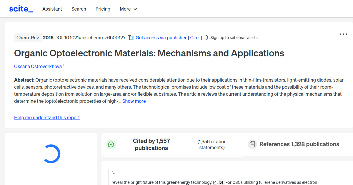 Organic Optoelectronic Materials Mechanisms and Applications [scite