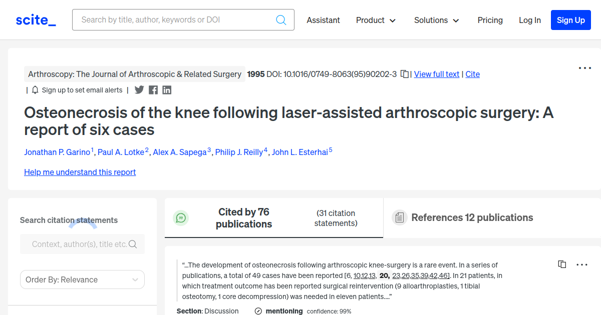 Osteonecrosis Of The Knee Following Laser-assisted Arthroscopic Surgery 