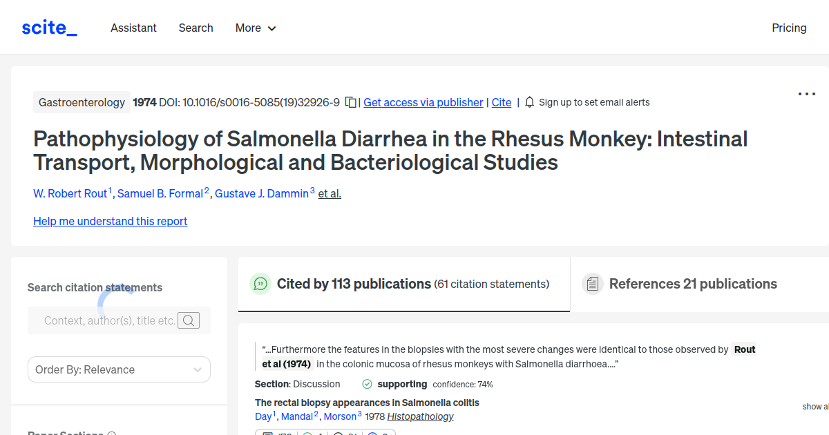 Pathophysiology of Salmonella Diarrhea in the Rhesus Monkey Intestinal