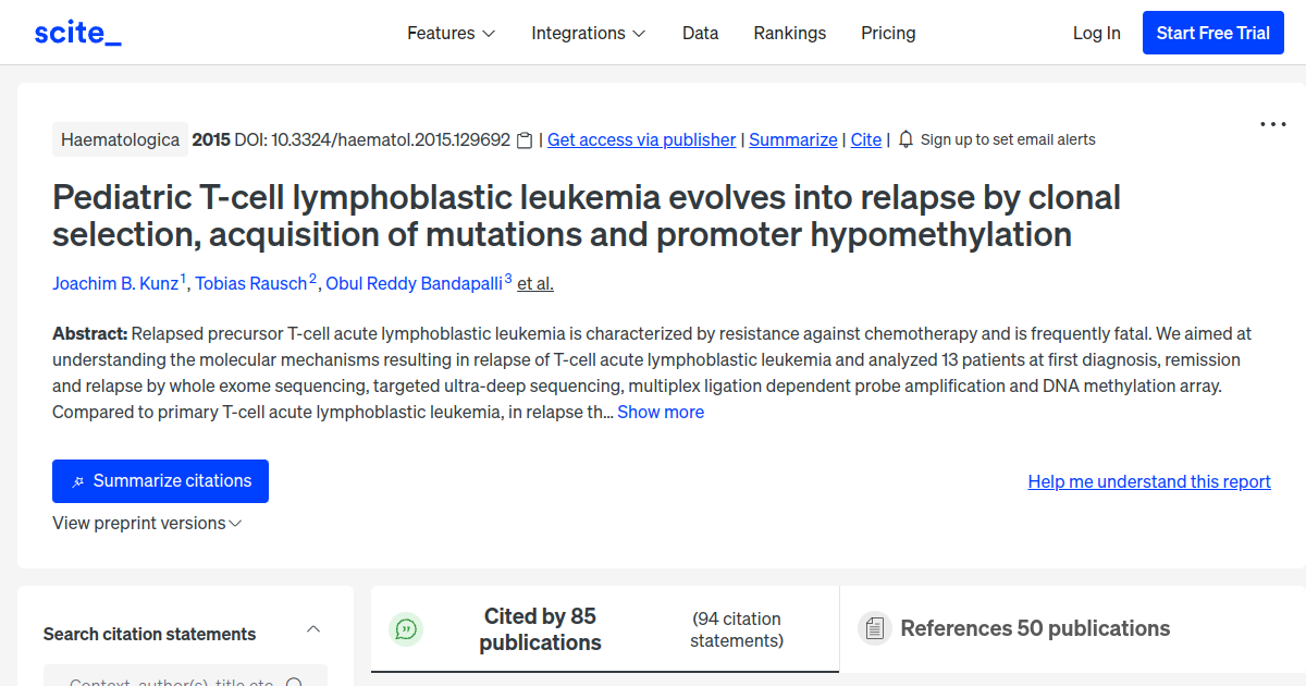 Pediatric T-cell lymphoblastic leukemia evolves into relapse by clonal ...