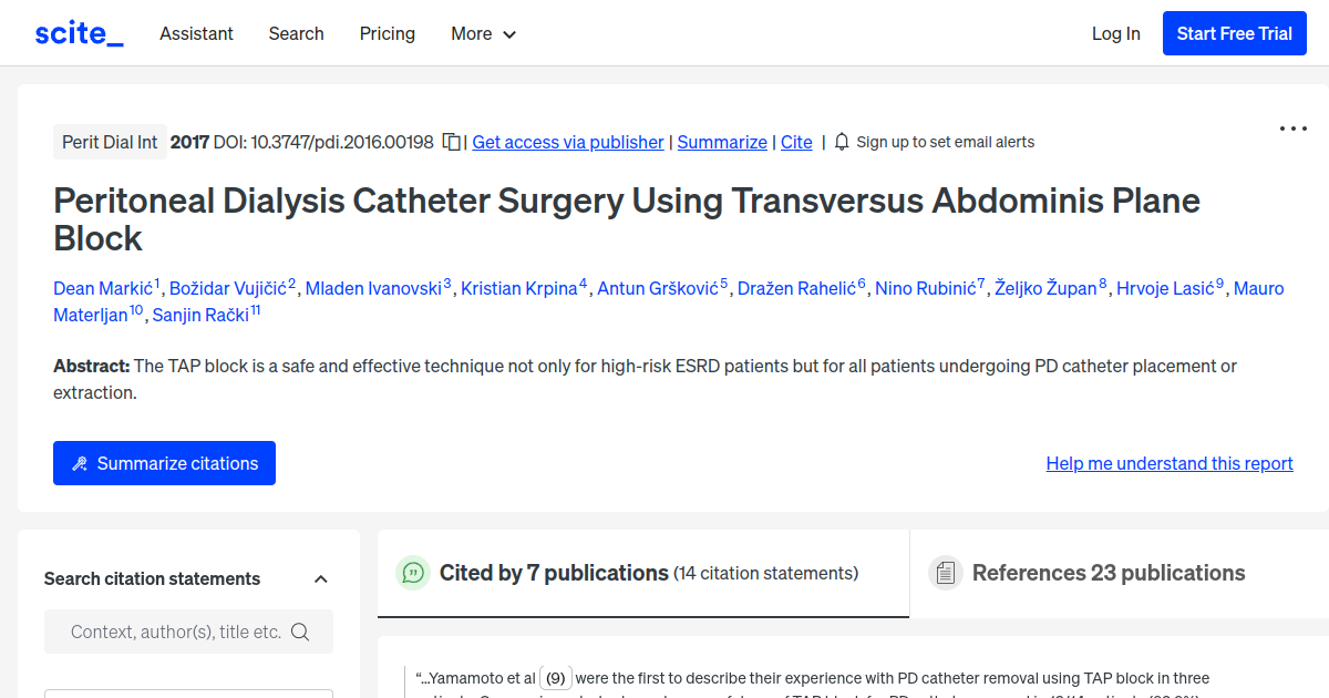 Peritoneal Dialysis Catheter Surgery Using Transversus Abdominis Plane