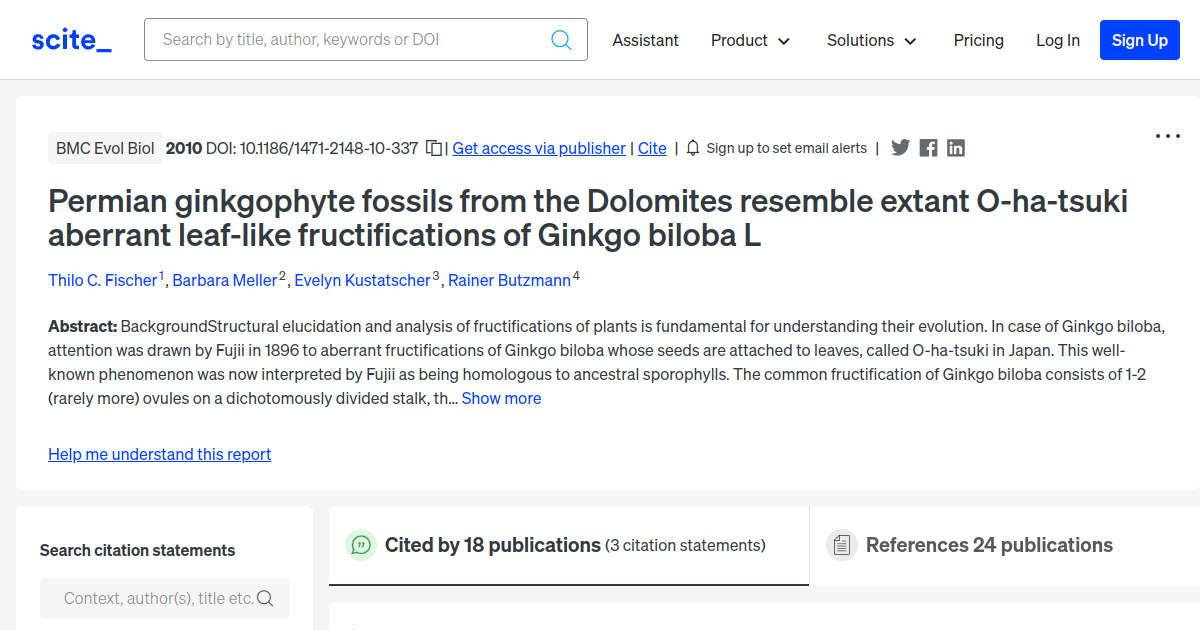 Permian ginkgophyte fossils from the Dolomites resemble extant Oha