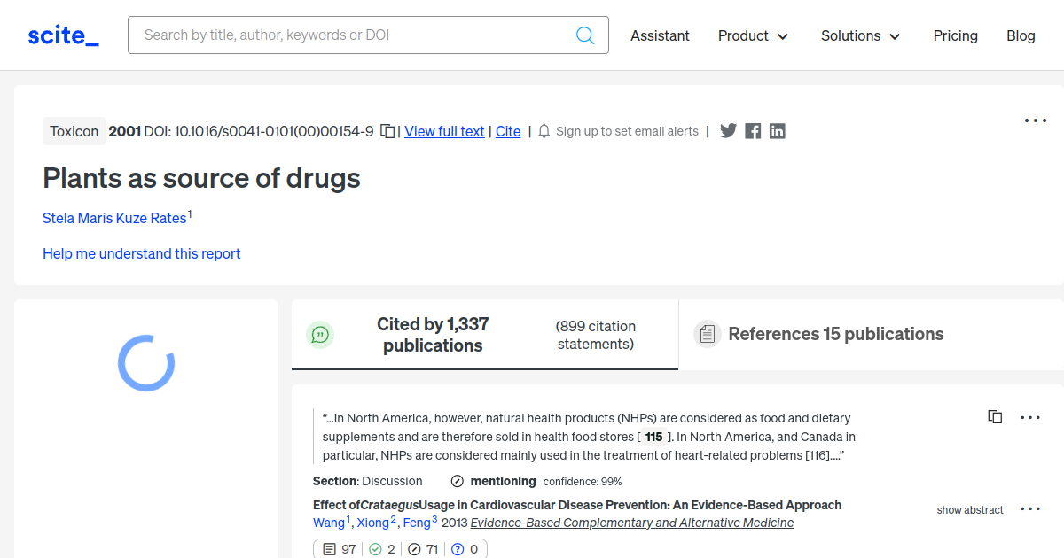 plants-as-source-of-drugs-scite-report