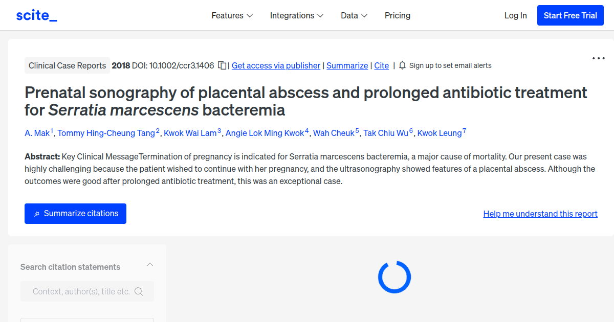Prenatal sonography of placental abscess and prolonged antibiotic treatment for Serratia