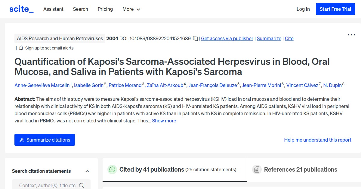Quantification of Kaposi's Herpesvirus in Blood