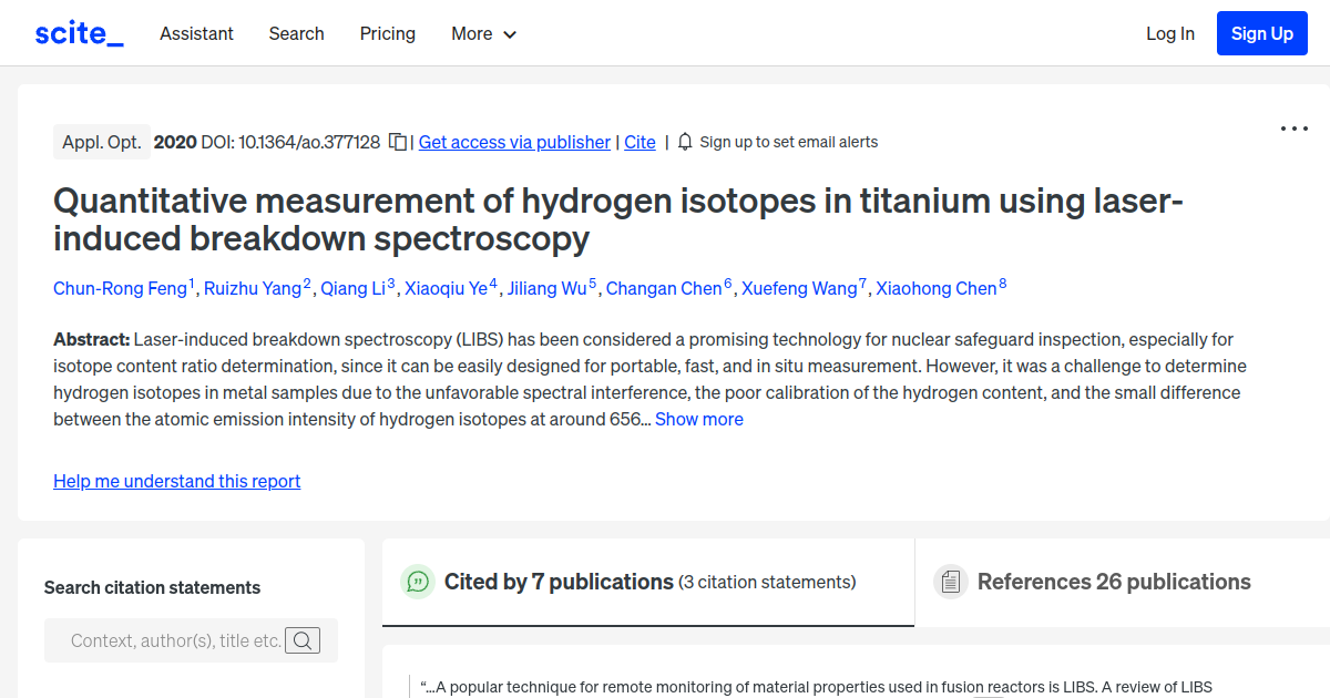Quantitative measurement of hydrogen isotopes in titanium using laserinduced breakdown