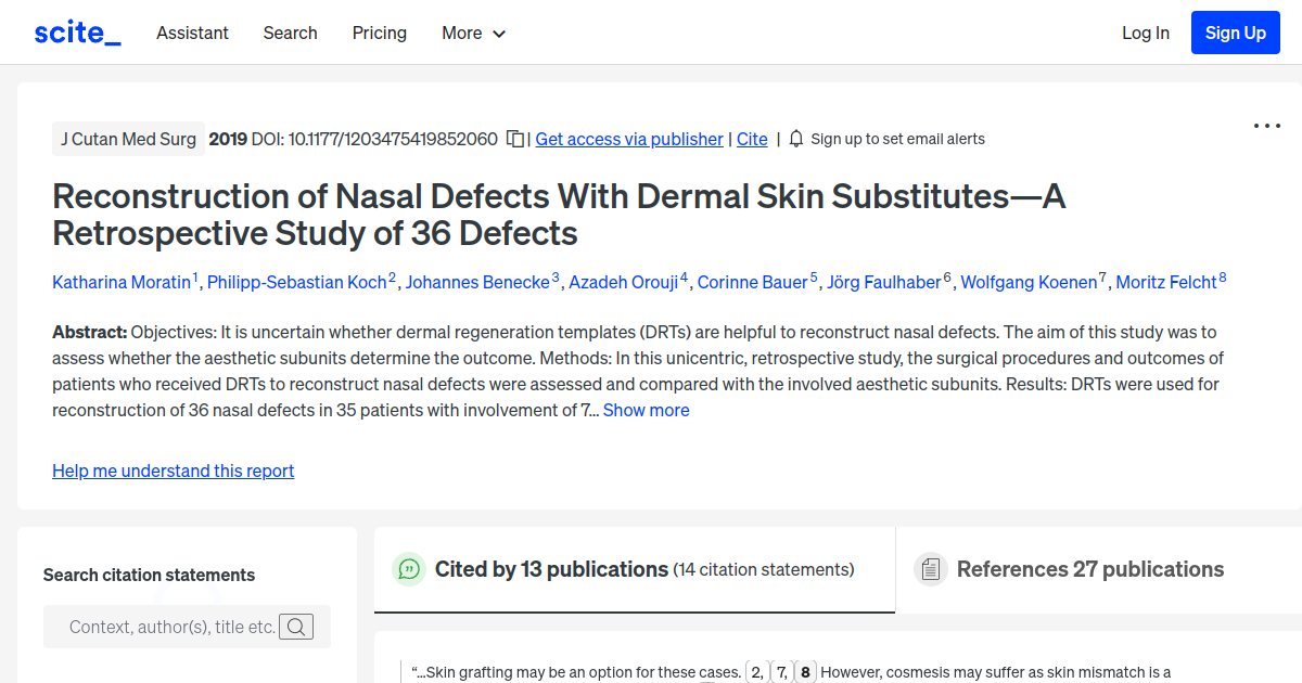 Reconstruction of Nasal Defects With Dermal Skin Substitutes—A