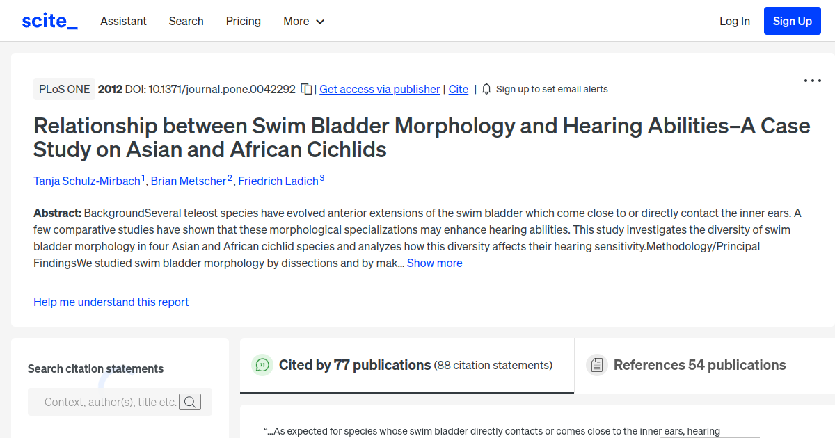 Relationship between Swim Bladder Morphology and Hearing AbilitiesA