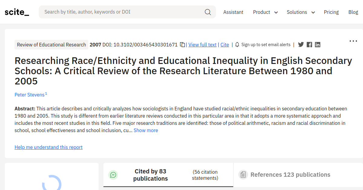 Researching Race/Ethnicity and Educational Inequality in English