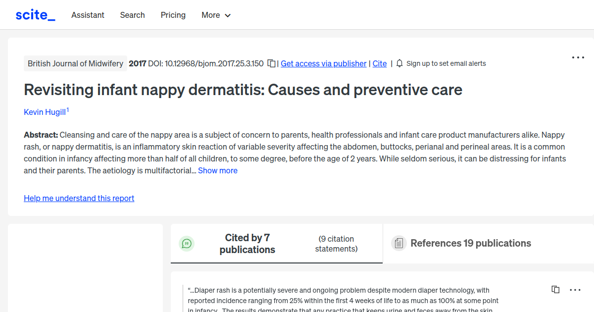 Revisiting infant nappy dermatitis Causes and preventive care [scite