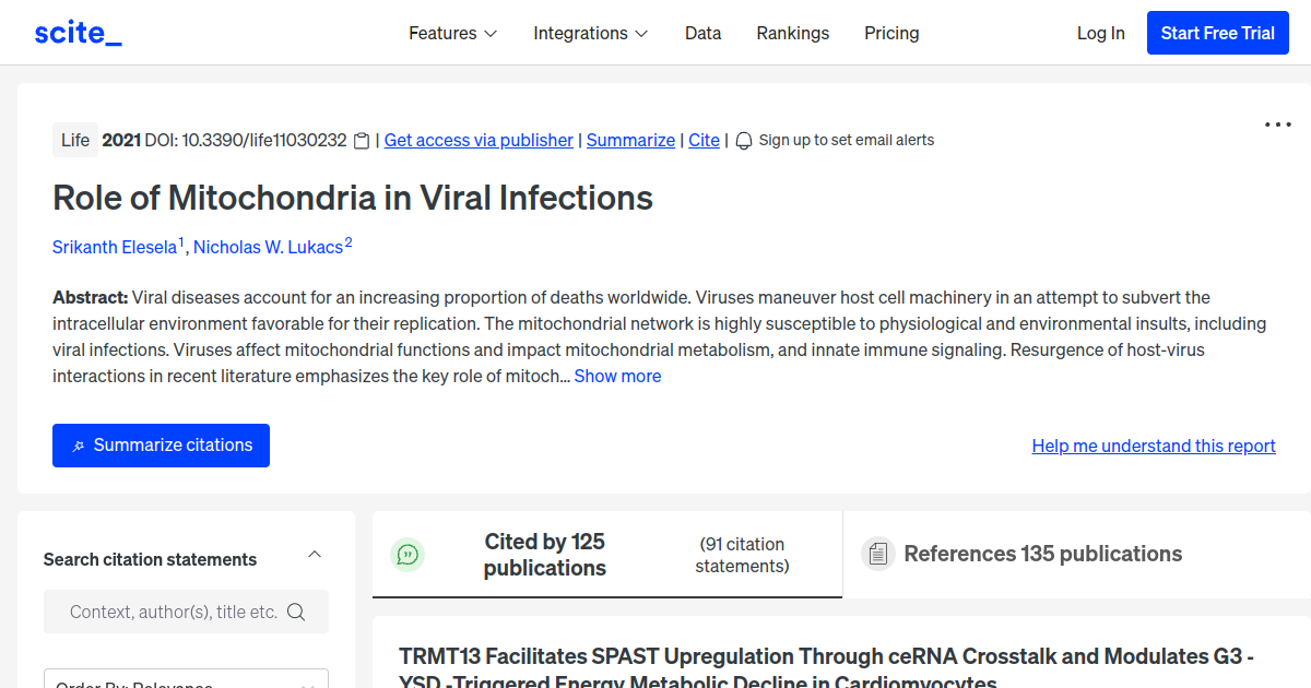 Role of Mitochondria in Viral Infections