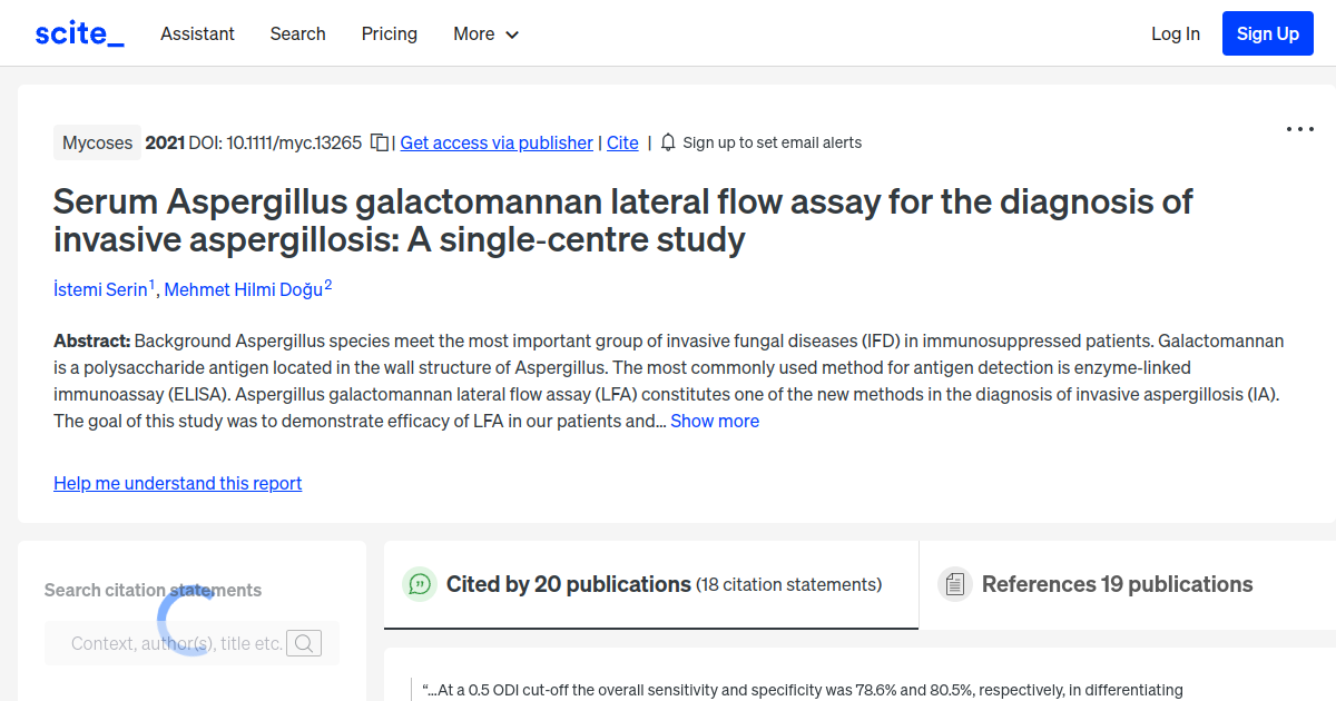 Serum Aspergillus galactomannan lateral flow assay for the diagnosis of