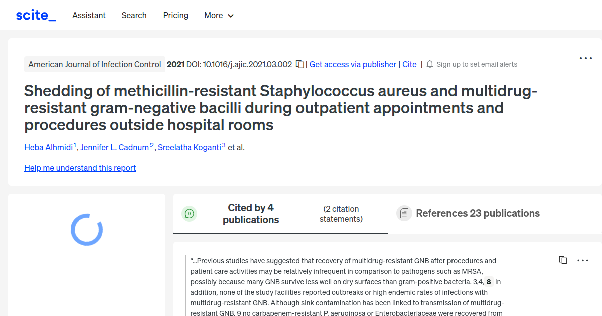 Shedding of methicillinresistant Staphylococcus aureus and multidrug