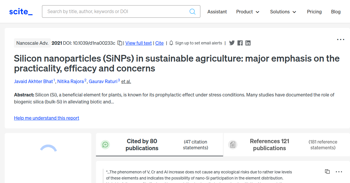 Silicon Nanoparticles Sinps In Sustainable Agriculture Major Emphasis On The Practicality 8790