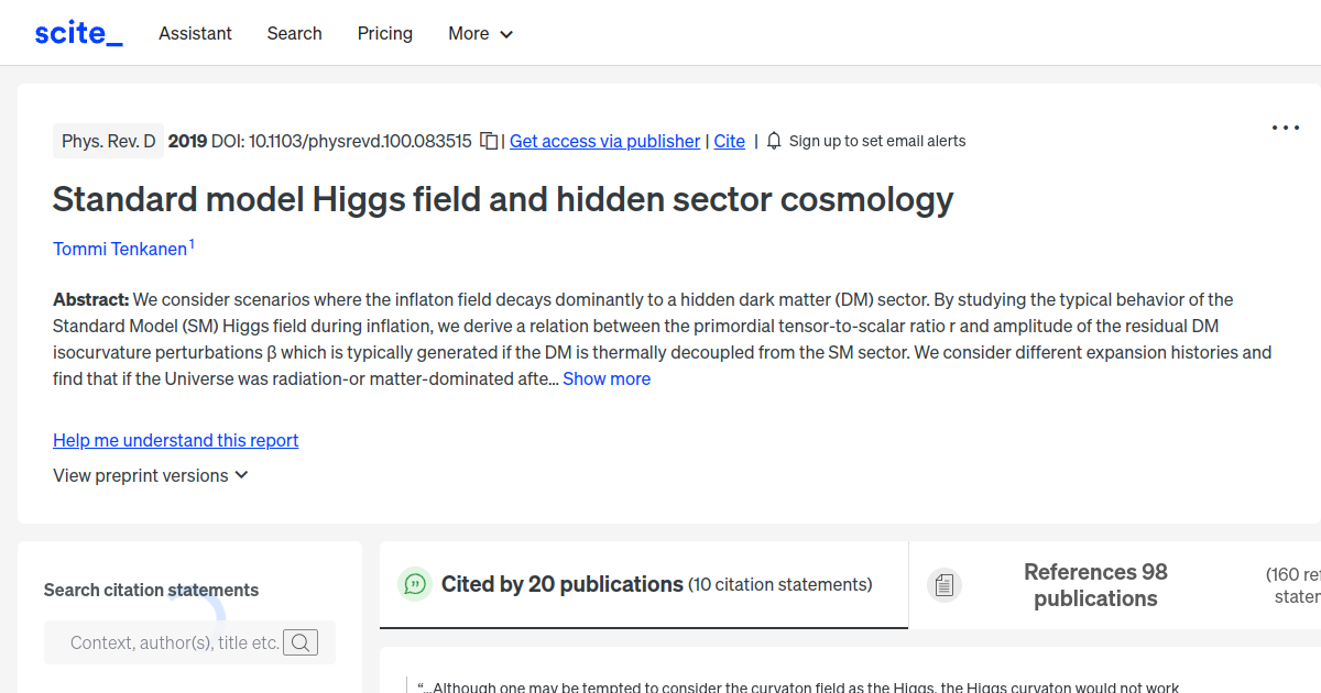 Standard model Higgs field and hidden sector cosmology [scite report]