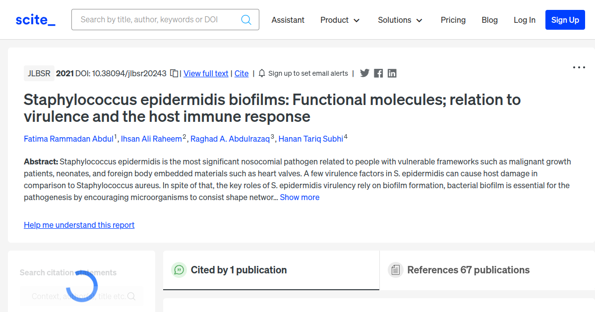 Staphylococcus Epidermidis Biofilms Functional Molecules Relation To