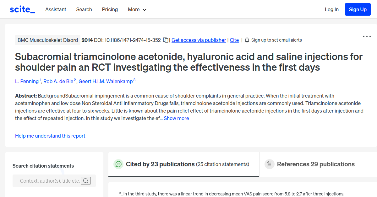 Subacromial triamcinolone acetonide, hyaluronic acid and saline